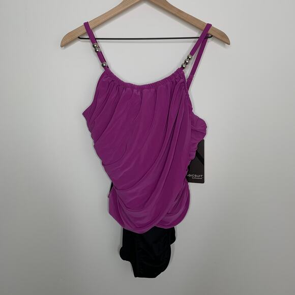 Magic Suit by Miraclesuit Swimsuit One Piece Swimwear Orchid Womens Size 12 New - Picture 3 of 15